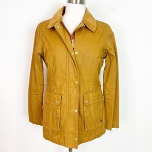 NESS MUSTARD BROWN ZIP AND SNAP FRONT JACKET WOMENS SZ 8